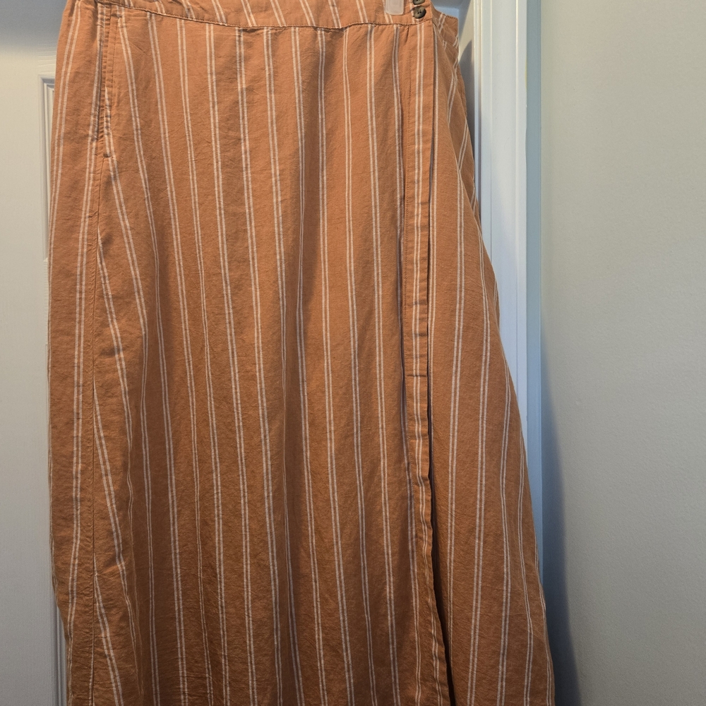 Pact Rust Stripe Wrap Skirt Size XL